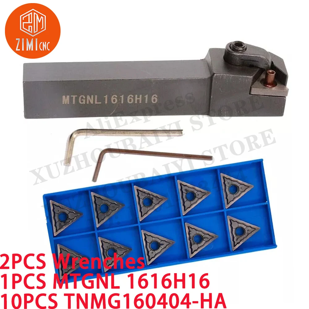 

1PCS MTGNL1616H16 16 мм держатель токарного инструмента с ЧПУ + 10PCS TNMG160404-HA Токарные пластины для токарных станков металлорежущие инструменты