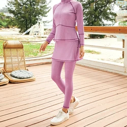 Maillot de bain burkini pour femme musulmane, maillot de bain deux pièces avec jupe et couvre-jupe, sports de plein air, neuf