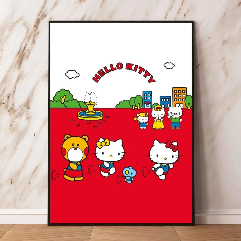 Plakat i obraz Hello Kittys niebieskie obrazy urodzinowe prezenty dekoracja pokój do domu komiksy obrazy modułowe wydruki