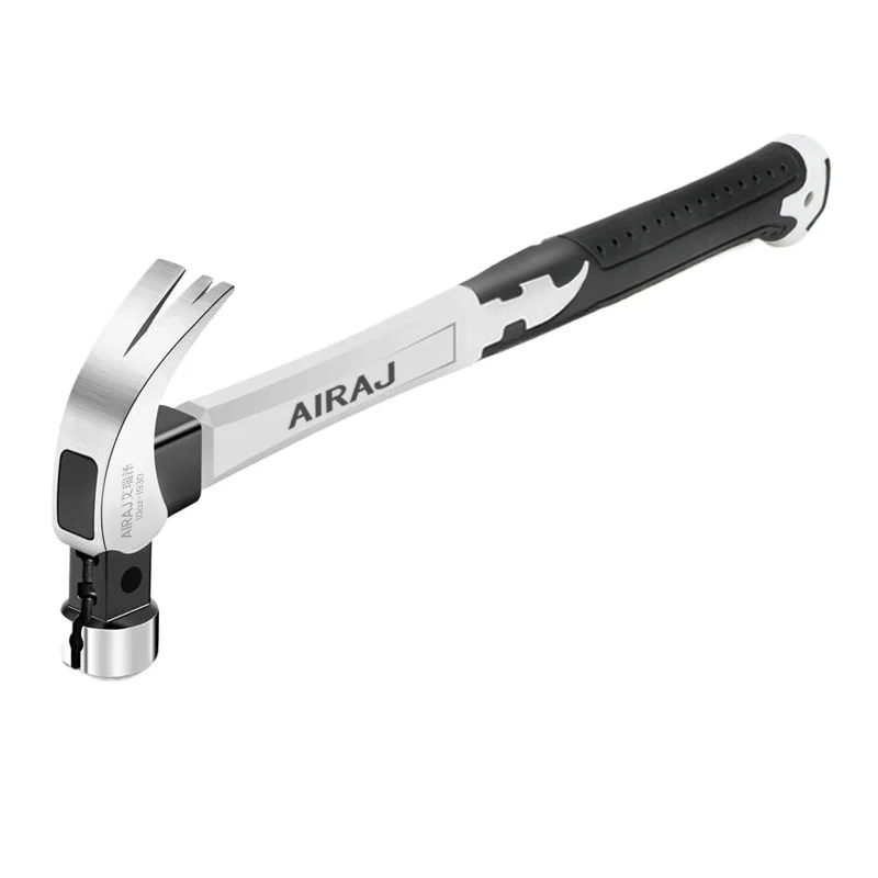 

:Claw Hammer Stainless Steel Long Handle Double Nail Groove Hammer Labor-Saving Anti-Skid Multifunctional Manual Tool