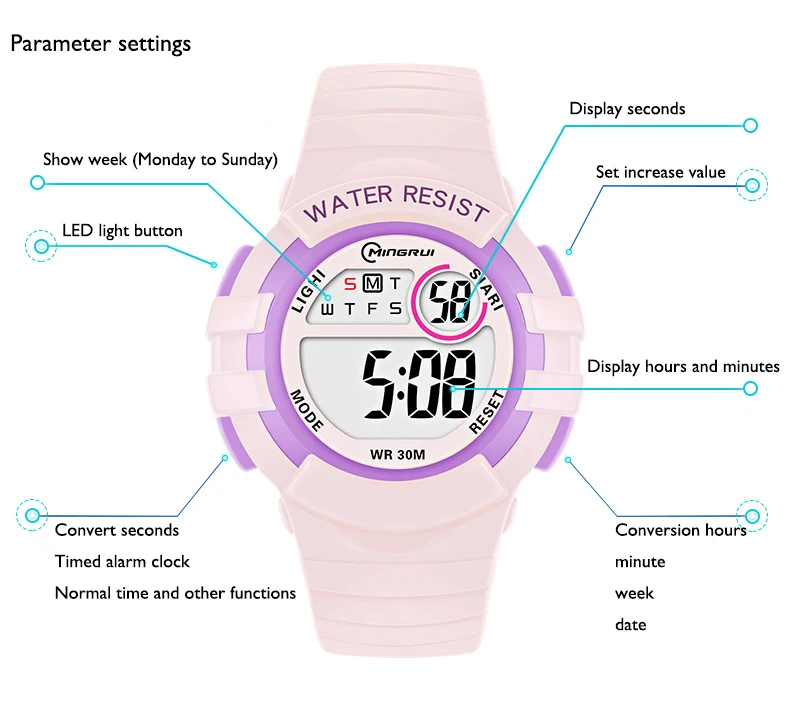 UTHAI Kids's Digital Watch Alarm Clock Waterproof Swimming Sports Primary And Secondary School Student Wristwatches gift