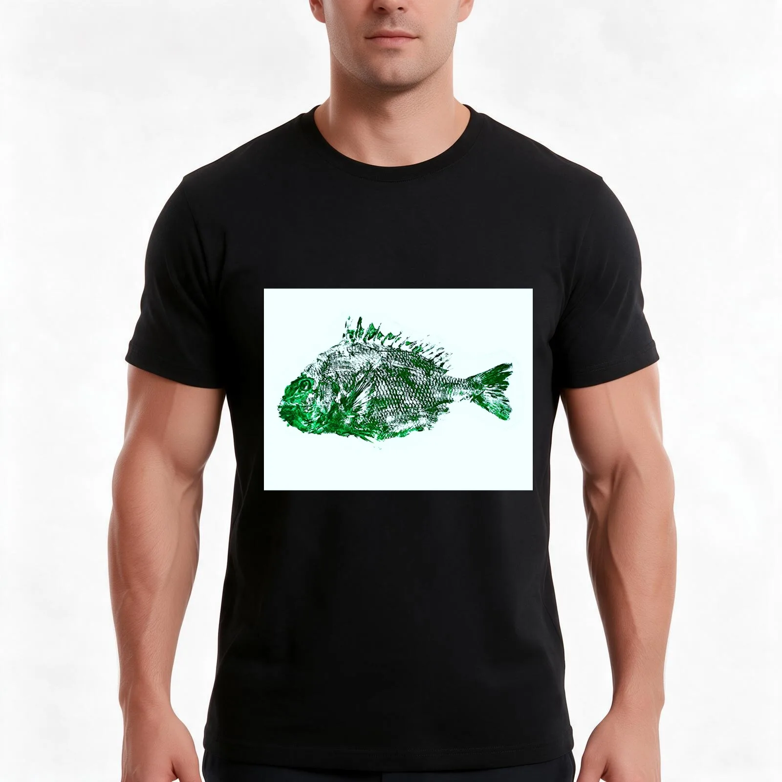 Técnica de decoración de peces mediante el roce, pez de Florida, camiseta verde de estilo surrealista, camiseta de algodón para uso diario en verano, camisetas de estilo urbano de corte amplio, 100 % algodón.