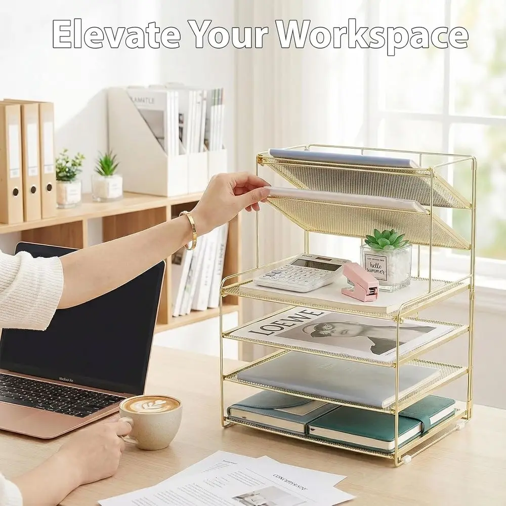 Organizador de papel con bandeja para cartas de 6 niveles, organizadores y accesorios de escritorio, organizador de archivos de escritorio, accesorios de escritorio de oficina para oficina
