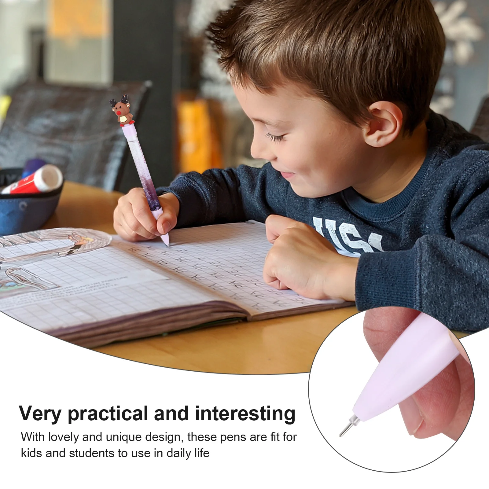 

6pcs Christmas Gel Mixed Color Smooth Writing Comfortable Grip For Students Office Workers Festival Gift Xmas Theme Gel Pen