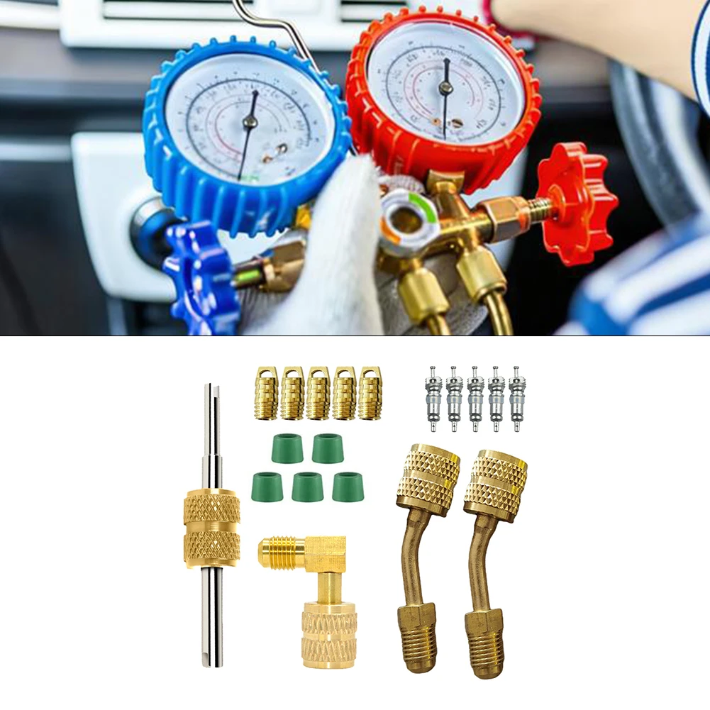 

Автомобильный комплект адаптеров R410A, внутренняя резьба SAE 5/16 дюйма, внутренняя резьба SAE 1/4 дюйма, HVAC, инструменты для ремонта автомобильного кондиционера