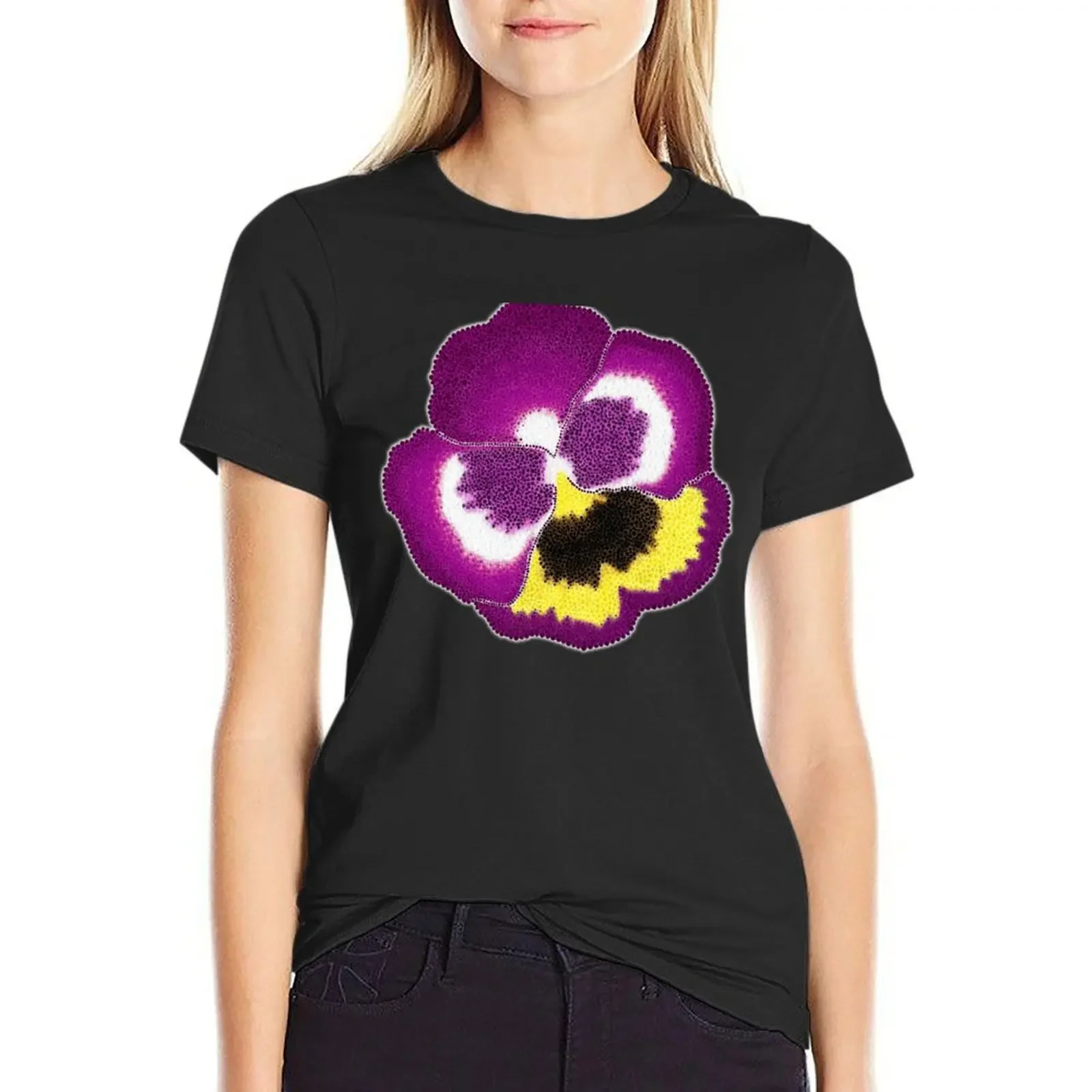 

Purple Pansy Flower T-Shirt quick-drying plus size tops customs funnys t-shirt dress for Women plus size sexy