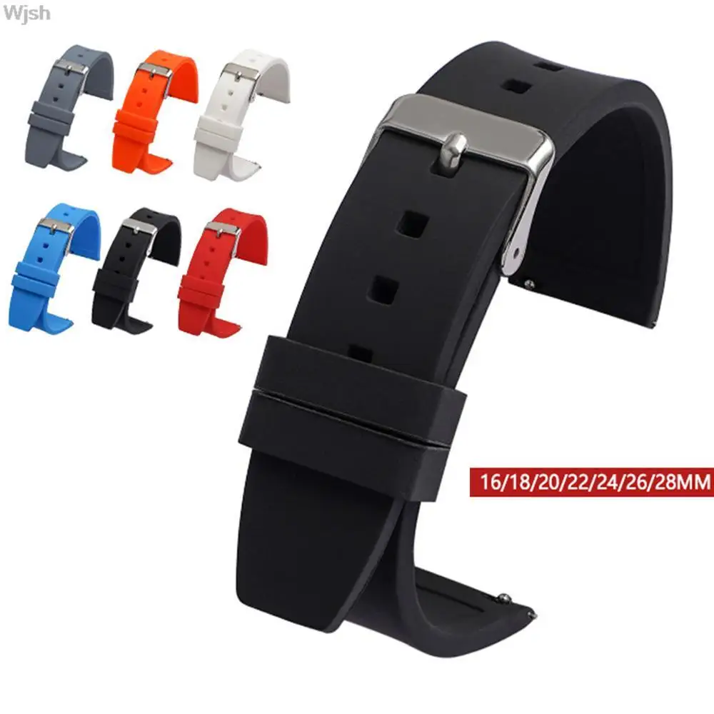 16mm 18mm 20mm 22mm 24mm 26mm 28mm Silicone Watch Band Women Men Soft Sport Waterproof Rubber Wrist Strap Bracelet Accessories