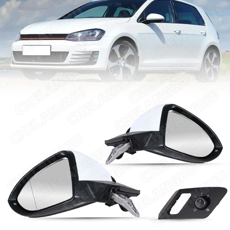 13PIN Automatycznie składane lusterko boczne z przełącznikiem do VW Golf 7 7.5 2013 2014 2015 2016 2017 2018 2019 biały/czarny — zdjęcie 3