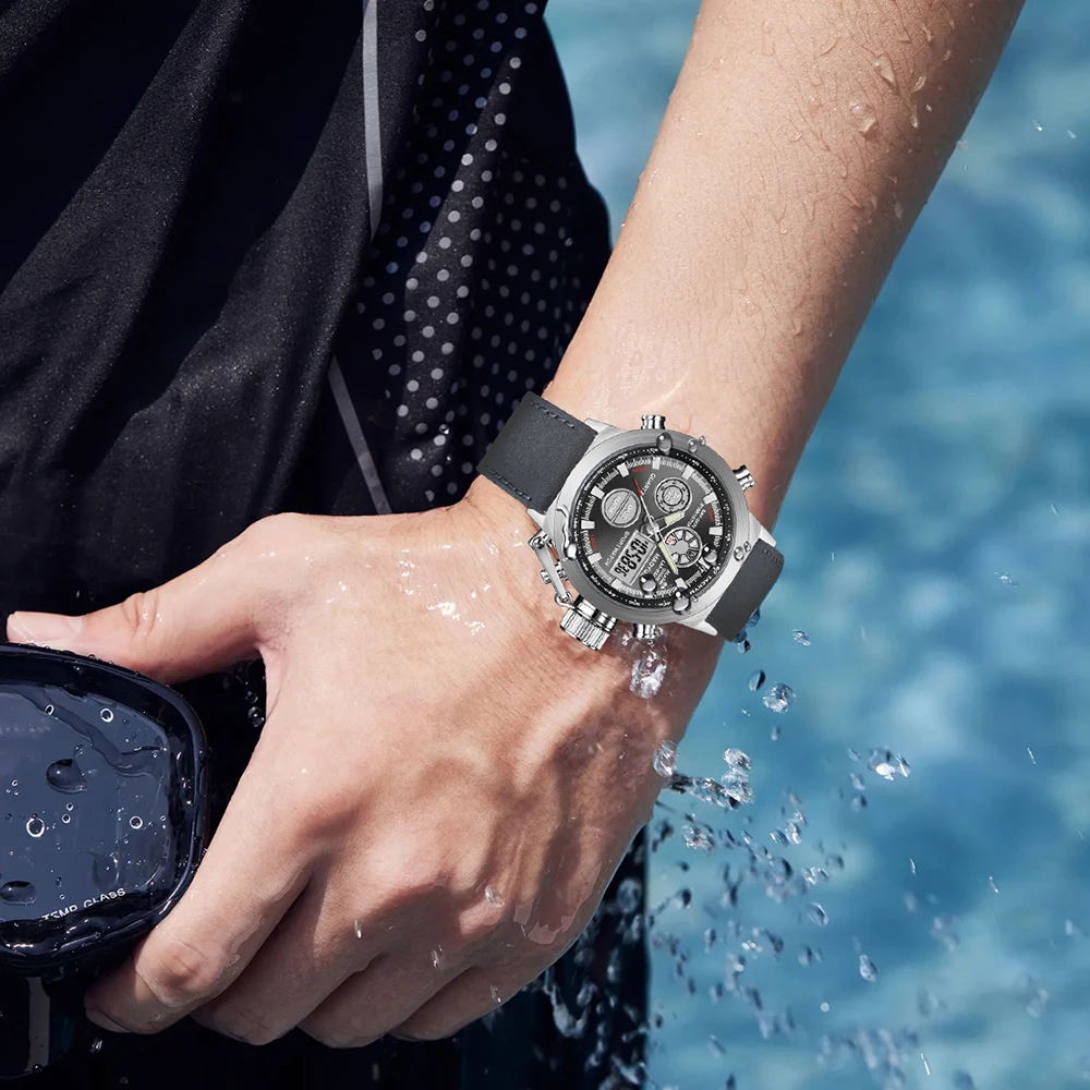 

Мужские часы MAOYUAN Top Man, водонепроницаемые, электронные, LED, роскошные, с двойным отображением времени, цифровые, из нержавеющей стали, кварцевые.