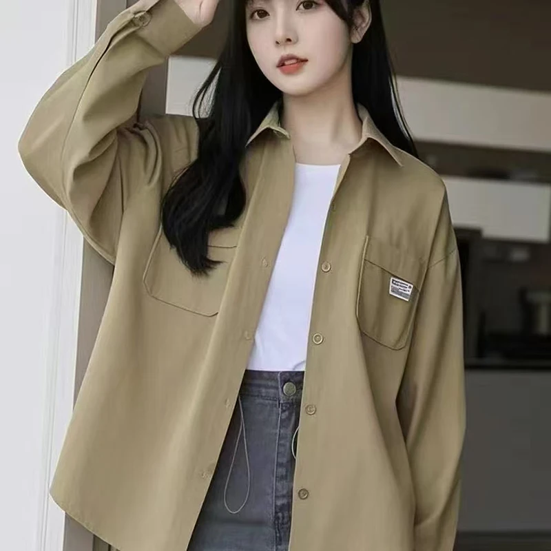 

Casual Thin Coat Women's Shirt Regular 2025 Spring Autumn New Jacket Loose Fashion Western-Style Outwear Long Sleeve Female Tops