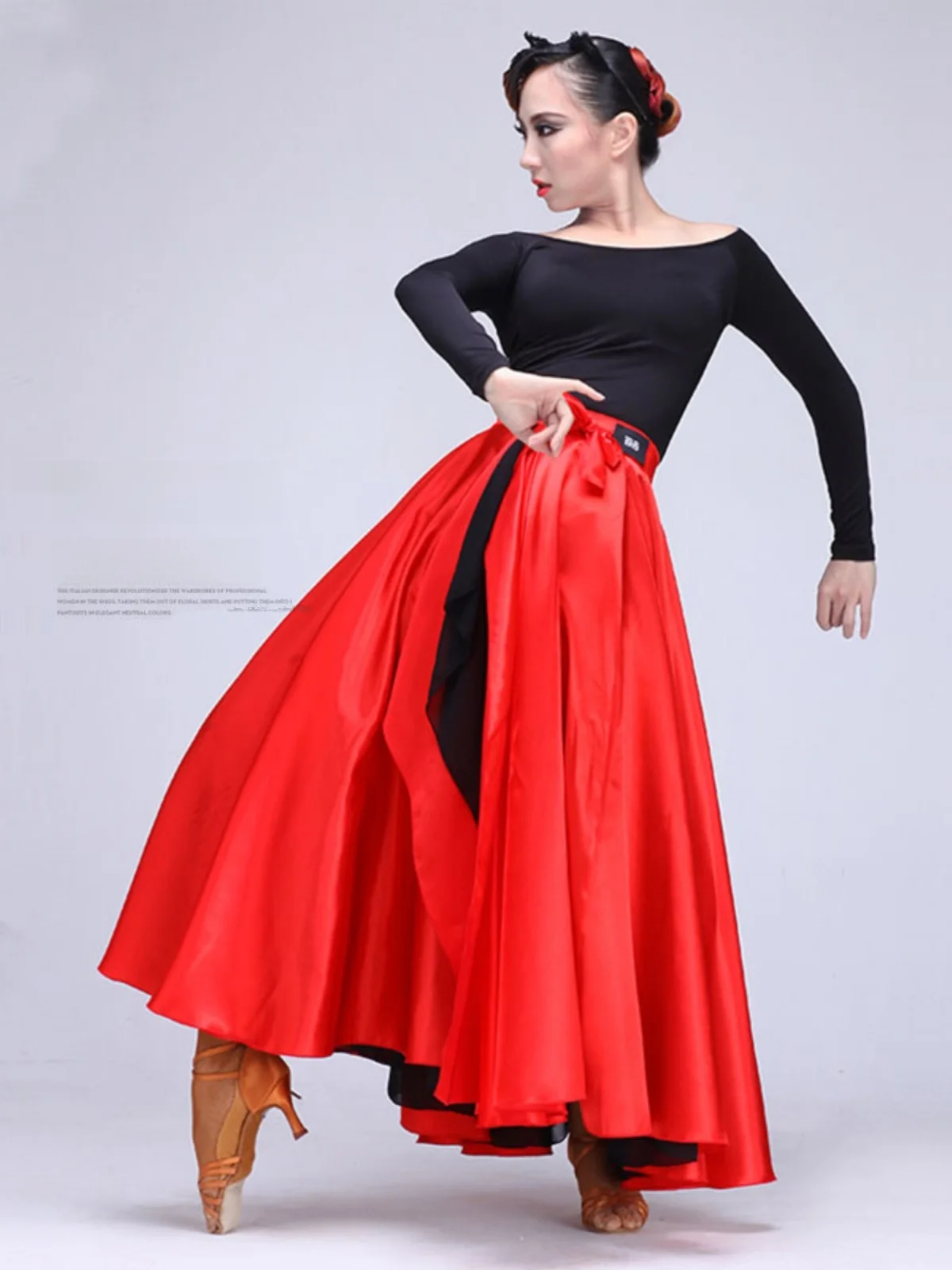 Saia Profissional de Dança Latina para Performance de Dança de Touro, Estilo Nacional Padrão Adulto, Saia de Material de Nylon