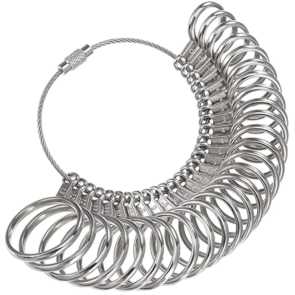 ABQR Stainless Steel S Finger Sizer Measuring Ring Tool, Size 0-13 with Half Size