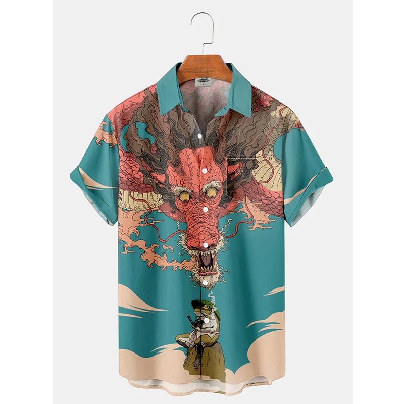 Hawaii Funny Shirt For Men 3d Print Frog Summer Hawaiian Beach Tops Casual Short Sleeve Lapel Blouse Streetwear Male Clothing