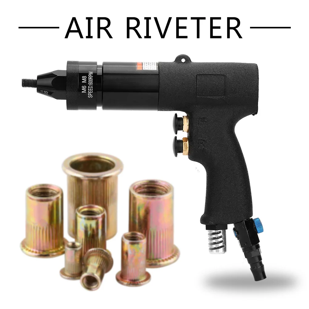 90PSI Pneumatic Riveting Gun Anti-slip Handle Self-locking 1/4 Inlet Port Pull Nut Riveting Gun Automatic Air Rivet Nut Guns