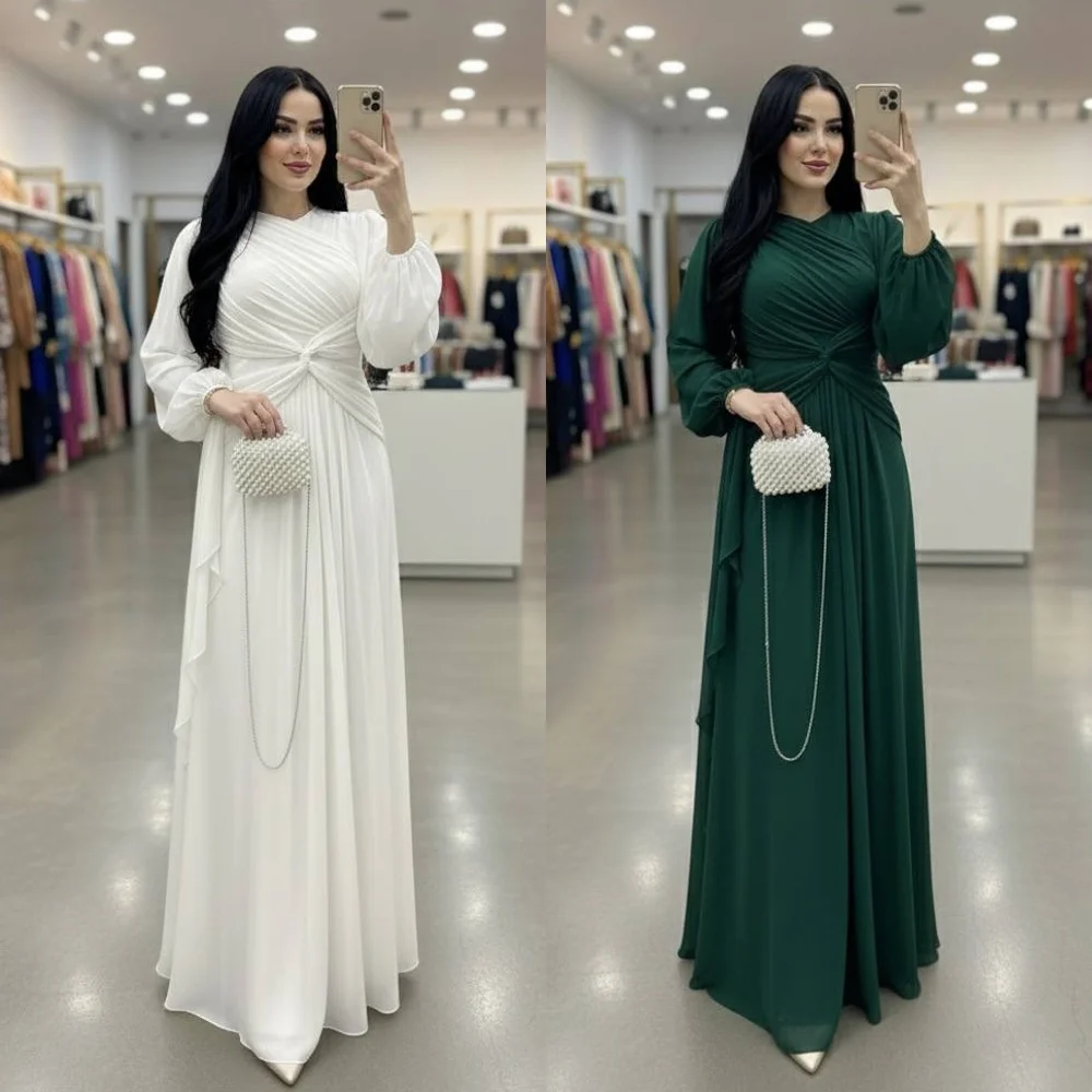 

Customized Sizes Available Simple Pleat Ruched Draped A-line High Collar Long Dresses Bespoke Occasion Dresses High Quality