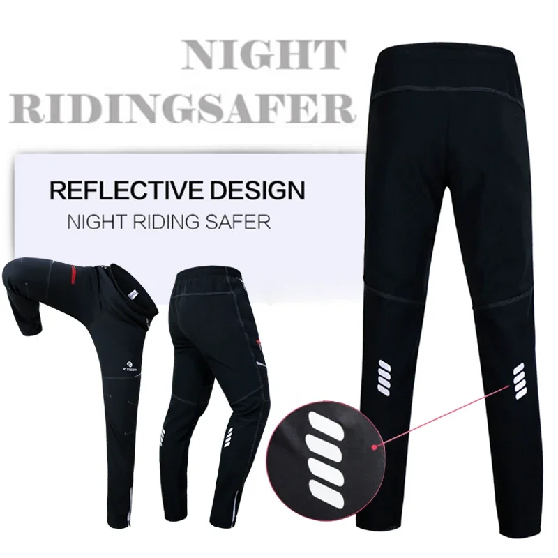 X-TIGER Winter Cycling Jersey Thermal Fleece Men Bicycle Clothing Windproof Bicycle Reflective Warm Biking Jacket Sports Pants