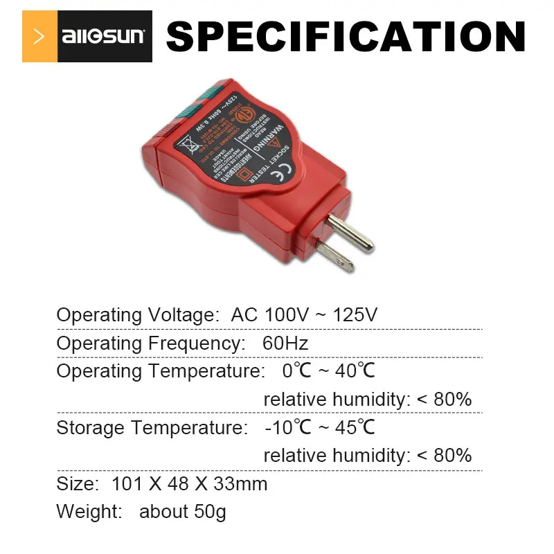 Imagem -04 - Receptáculos Elétricos Tomada Tester Linha Zero Verificação de Fase Polaridade ac Norte-americano Em9807 Gfci 100125v