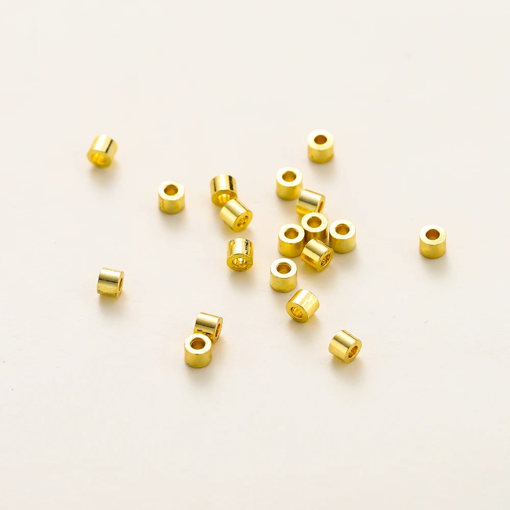 100PCS 2*2.5MM 18K14K Platinum Brass Tube Spacer Bead For DIY Necklace Chains High Quality Jewelry Accessories Findings
