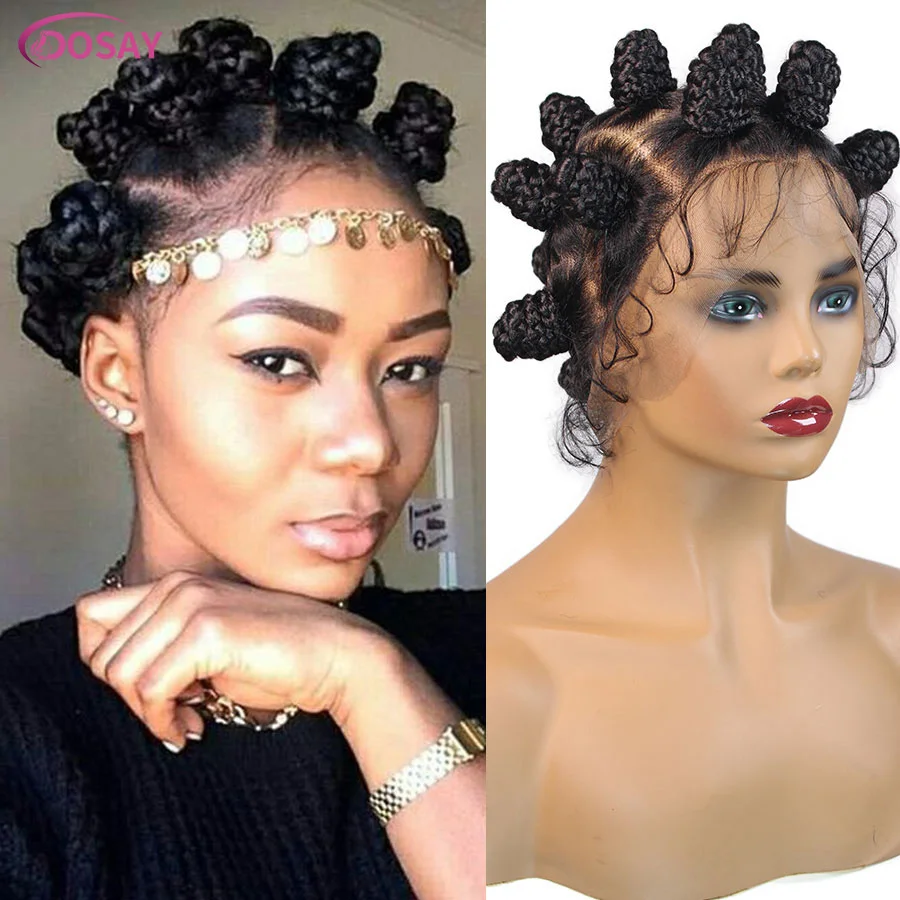 

Synthetic Handmade Bantu Knots Braided Wigs Full Lace Knotless Box Braids Wigs African Braiding Hair Wig Twist Buns For Women