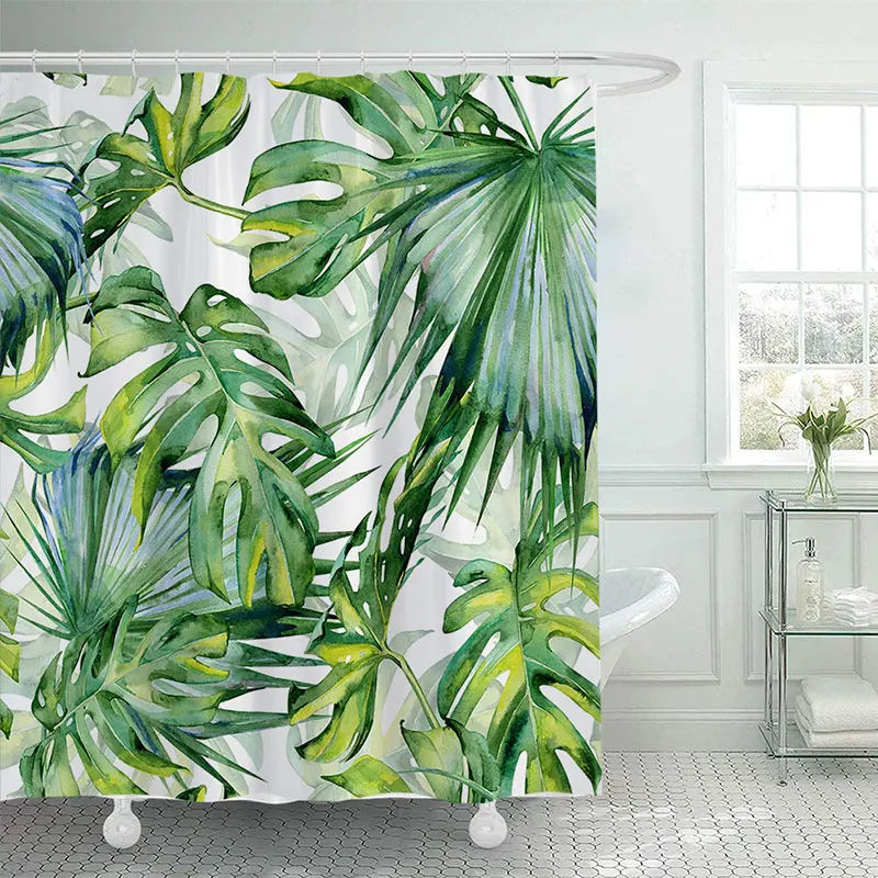 

Tropical Rainforest Plants Leaf Bathroom Curtains Home Decor Accessories Minimalist Design With Hook Affordable Shower Curtain