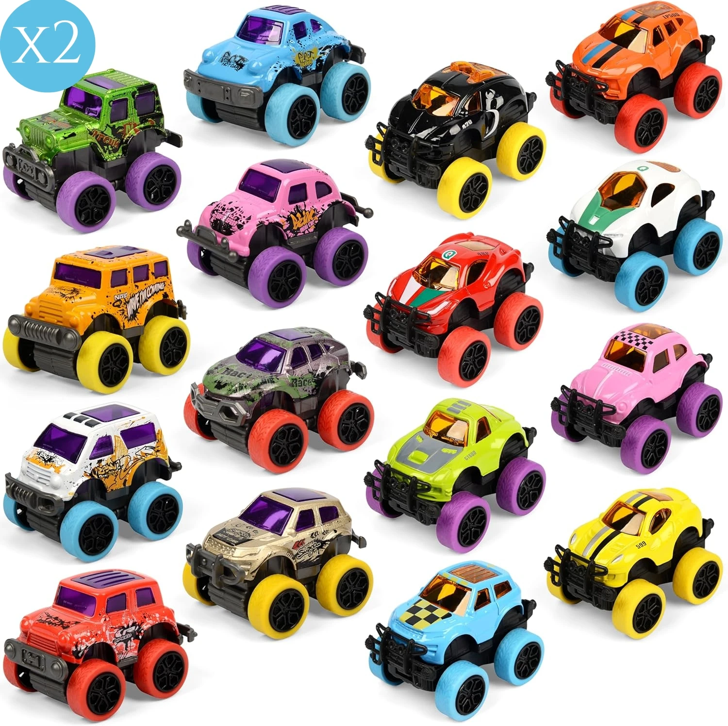 8-32Pack Mini Monster Jam Trucks Mini Pull Back Cars voor Kinderen gegoten Monster Truck Speelgoed Feestartikelen - afbeelding 1