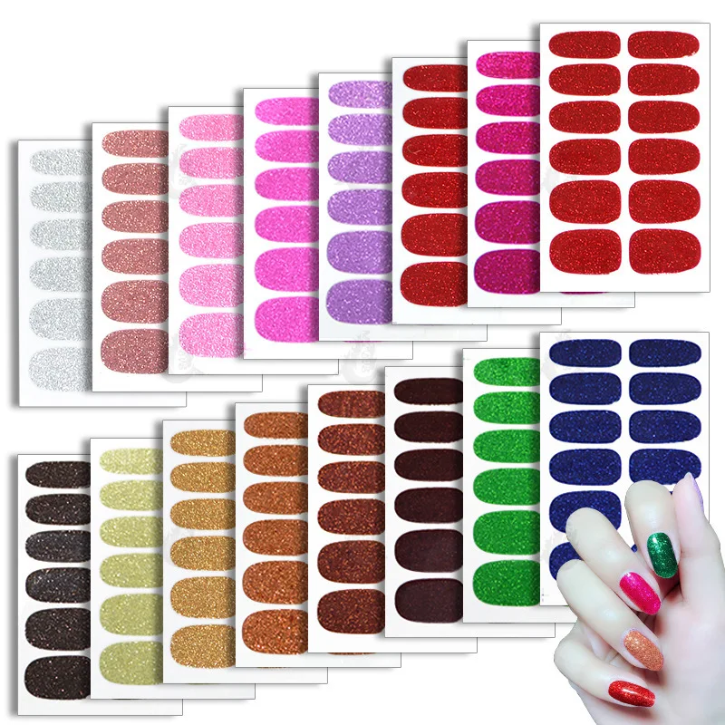 

MEBIS 12 Finger Nail Art Sticker Set Simple Pure Flash Monochrome Self Adhesive Nail Sticker Set Plantillas Uñas 물고기 스티커