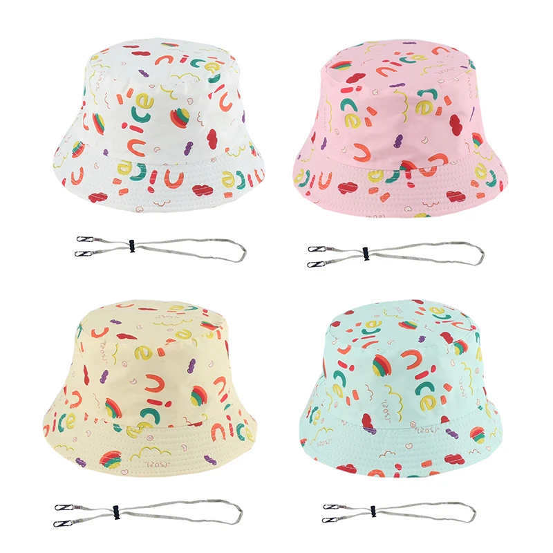 

Fashion Print Children Bucket Hat Colorful Kids Fisherman Hats 3-8Year Boys Girls Outdoor Sunshade Visors Cotton Baby Basin Cap