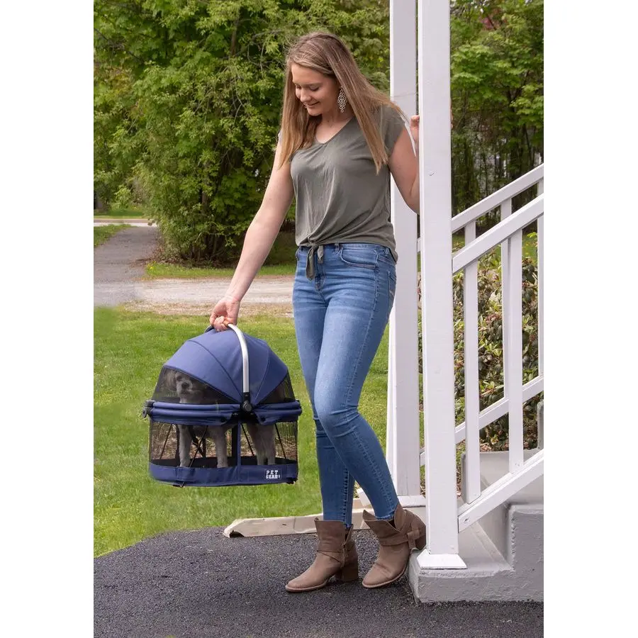 

Gear NoZip View 360 Pet Safety Carrier amp Car Seat for Small Dogs amp Cats Push Button Entry, View 360 20inch, Navy