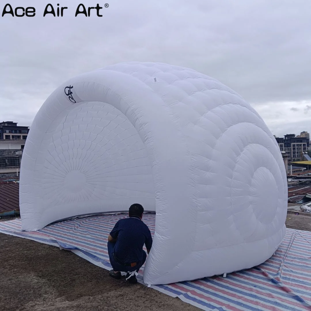 Cúpula inflável gigante da barraca ao ar livre, barraca inflável do casamento para festas e eventos, meia cúpula inflável brilhante da barraca da luna