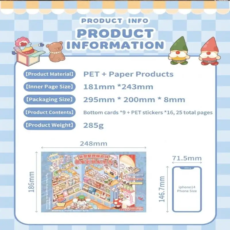Self-Adhesive Miniature Supermarket Scene Sticker Book Removable Stress Relief for Laptop Phone Luggage Decor