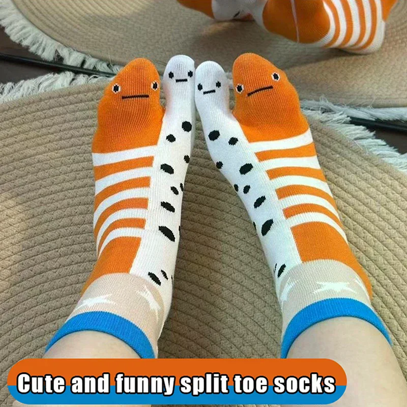 

Новый стиль для девочек, милые забавные носки средней длины с раздельным носком, абстрактные уродливые носки для пар в аквариуме, индивидуальные модные носки