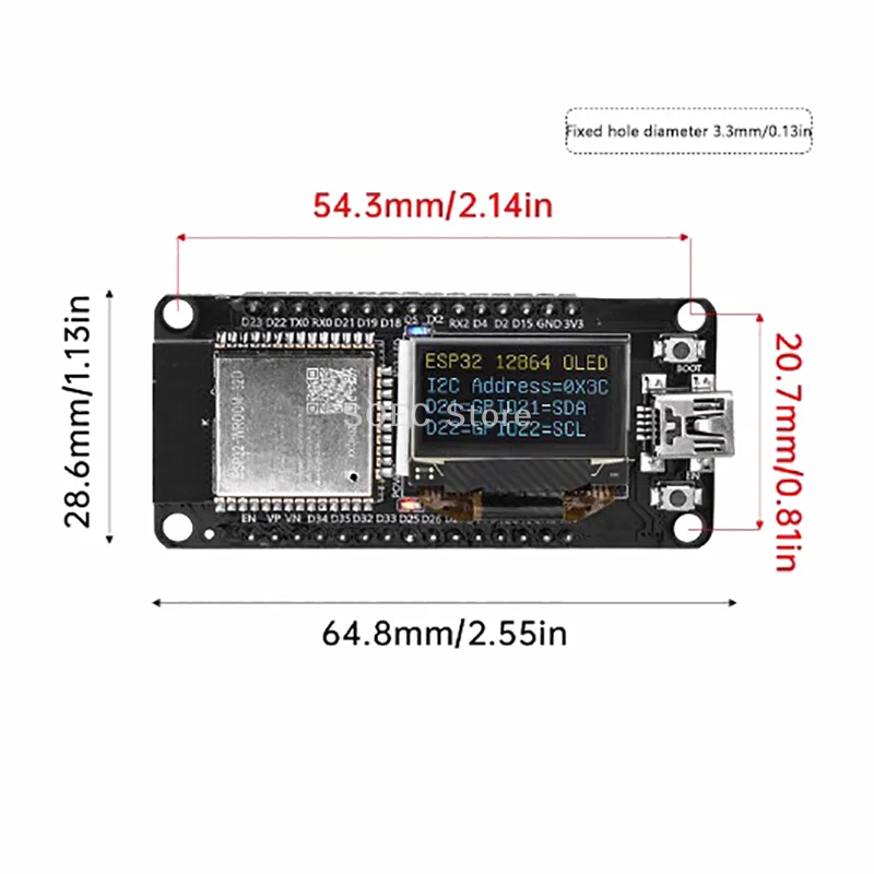WIFI Development Board Module ESP32 ESPWROOM-32D OLED Screen Display CH340C With 0.96