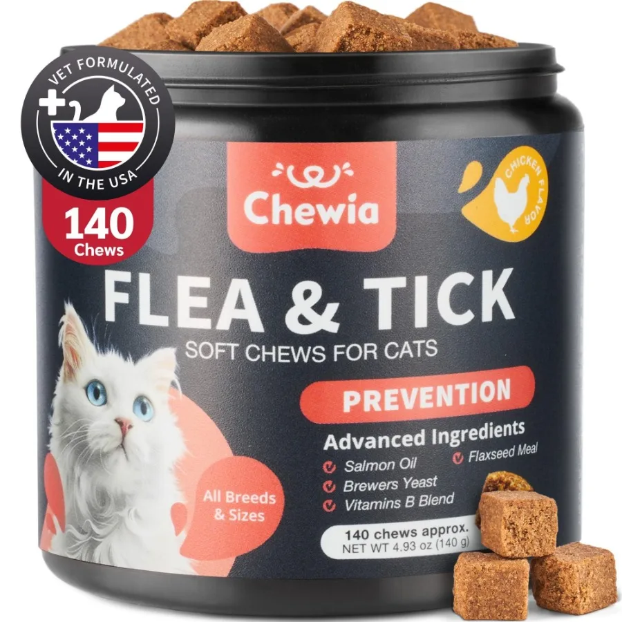 

Flea Treatment for Cats Daily Oral Cat Flea and Tick Treatment Chews Chewable Kitten Flea Treatment Soft Treats for All Breeds