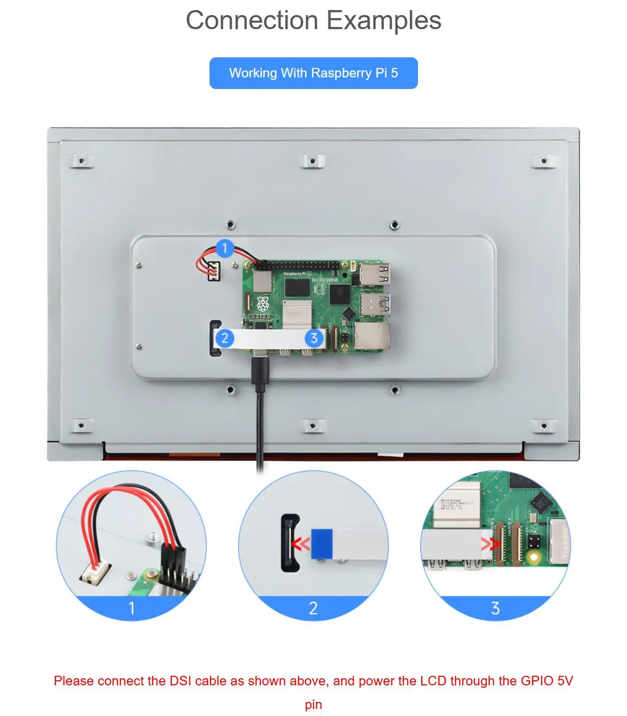 13,3-calowy pojemnościowy wyświetlacz dotykowy DSI o wysokiej rozdzielczości 1920 × 1080 dla Raspberry Pi, interfejs DSI, w całości metalowy panel tylny