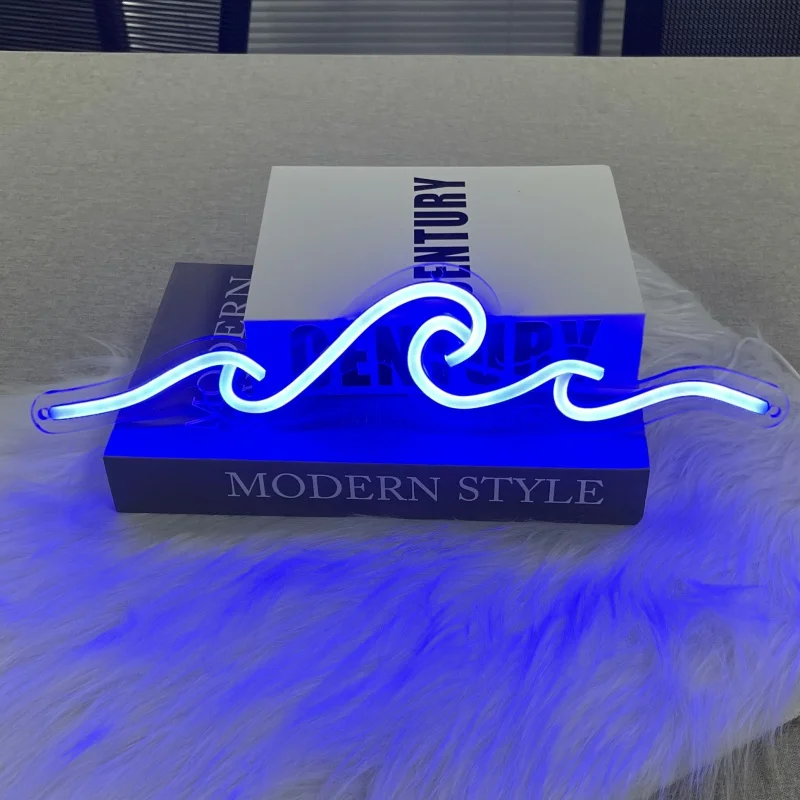 

Wavy Neon Sign, Suitable for Hotels, Restaurants, Bedrooms, USB Powered, and The Lighting Brightness Can Be Adjusted Freely