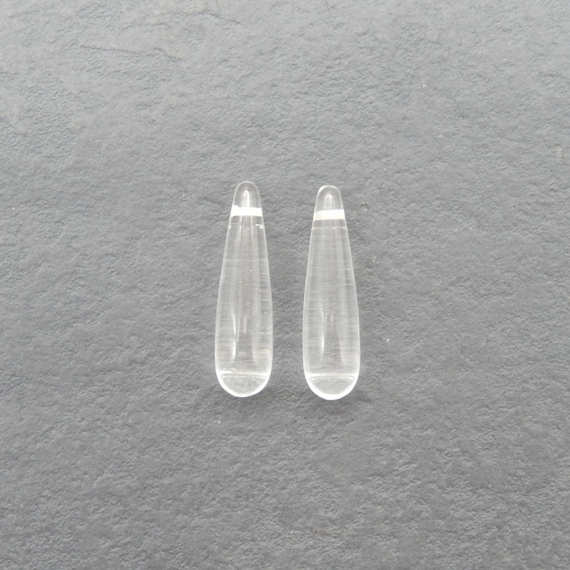

Natural White Quartz Teardrop-Shaped Components, Clear Transparent Gemstone, Handmade Jewelry, Artisanal Crafts, 2Pcs