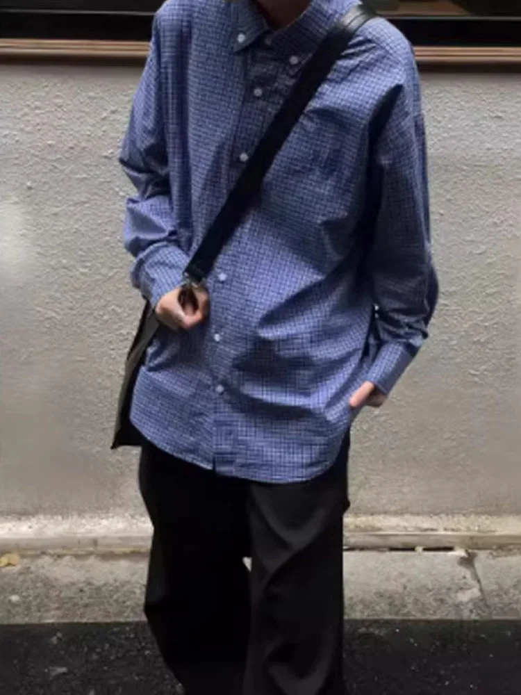 

American Plaid Long Sve irt ex Loose Versatile Embroidered irt Youthful Sle Drapey irt Cotton Polyester Blend