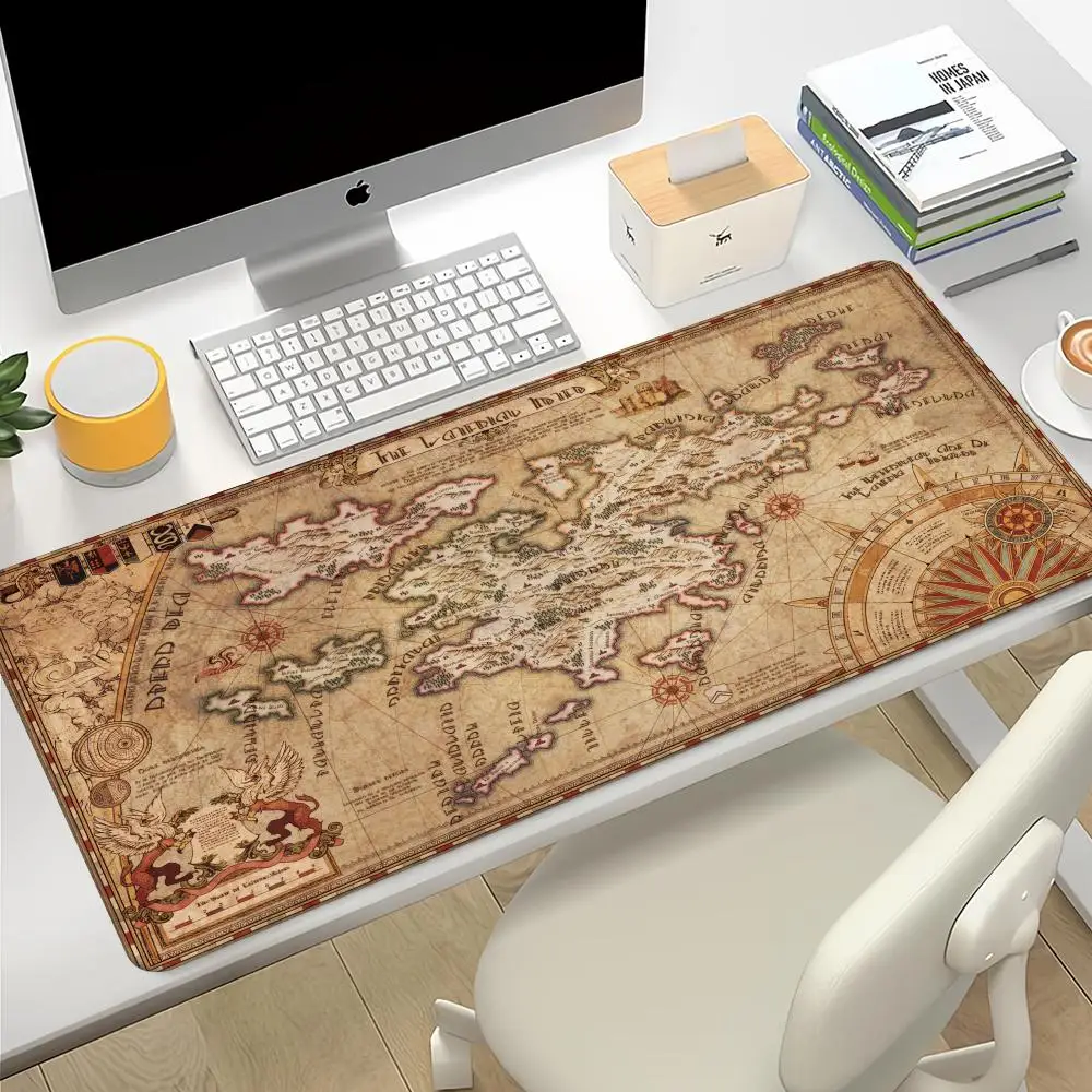 Retro navigation Map Art HD Mouse Pad Gamer Mousepad Large Mouse Mat Natural Rubber Desk Rug PC Desk Mats Design Mousepads