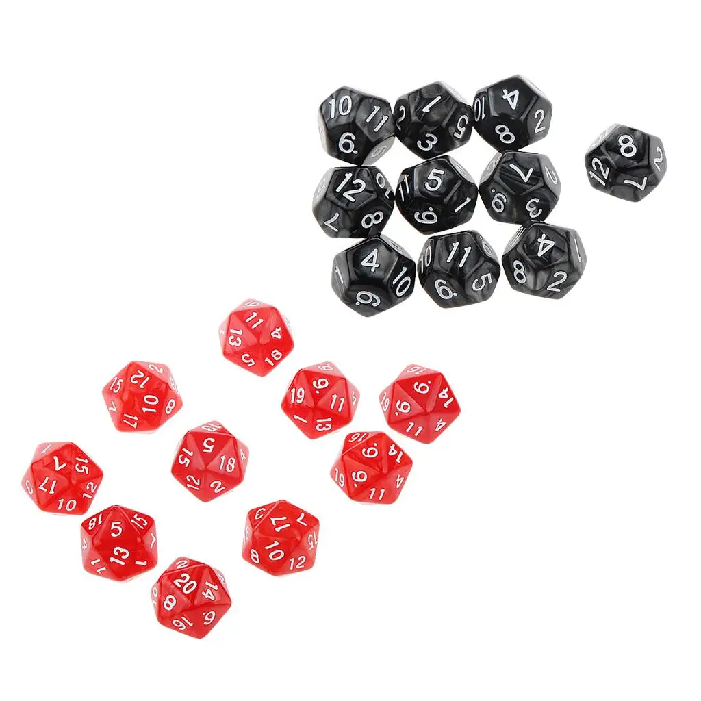 20 Pieces Dice Set 10mm D20 and Blank Dice for MTG Role Playing Game Player Toys