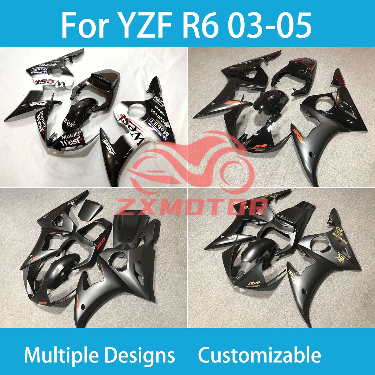 Rebuilding Faieing Kit  for Yamaha YZF-R6 2003 2004 2005 Motorcycle ABS Plastic High Quality Fairings R6 03 04 05