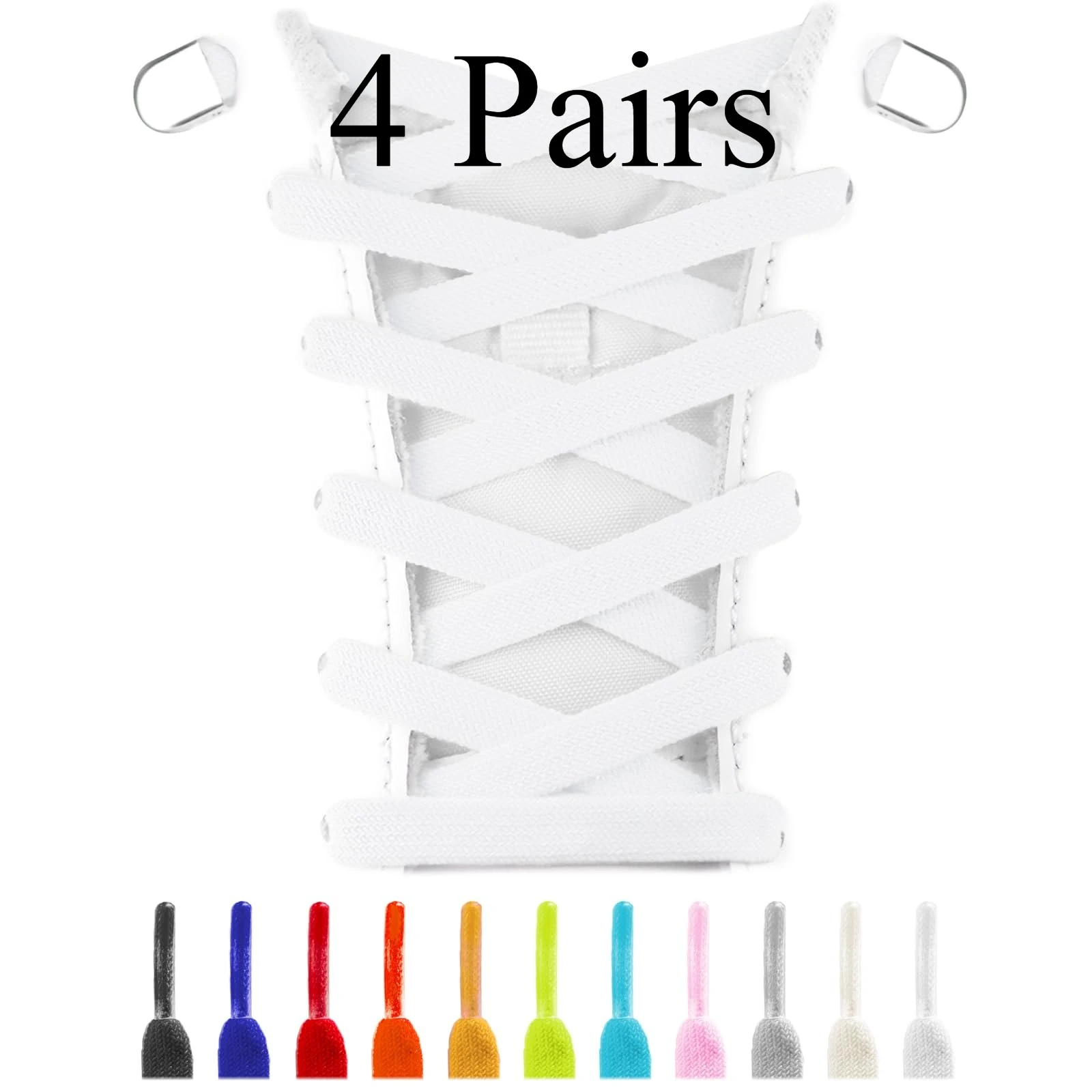 Schnürsenkel ohne Schnürsenkel, elastisch, einfach zu installieren, Schlosssystem, Sport und Freizeit, 4 Paar elastische Schnürsenkel ohne Schnürsenkel, verwandeln jede Schuhe in Slip-Ons