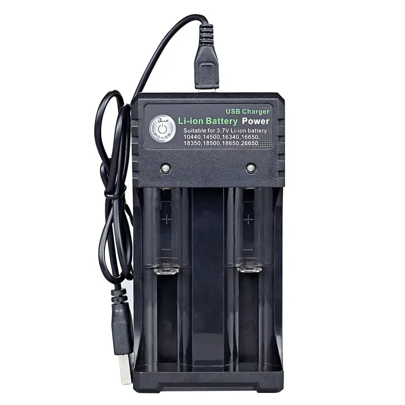 2-slot Usb 18650 Battery Charger Dual Independent Charging Adapter 3.7v 4.2v Lithium Battery Charger