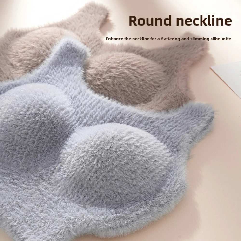 Zimowa Jesienna Damska Pluszowa Bielizna Termiczna Koszulka na Ramiączkach Top Biustonosz z Wkładkami Grube Polarowe Ciepłe Podkoszulki Warstwa Bazowa