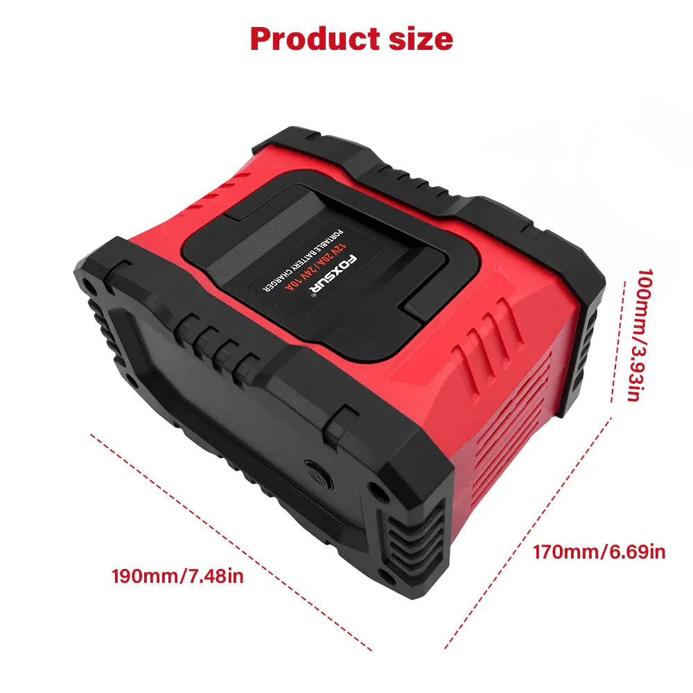 

New 20A/10A Car Motorcycle Battery Charger 12V/24V Smart Charger Lithium AGM GEL Lead-Acid LiFePO4 Battery Chargers