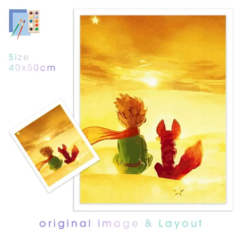 CHENISTORY 60x75cm Diy Oil Digital Painting By Numbers Kits Cartoon Little Prince Acrylic Paint By Numbers For Adults Home Decor