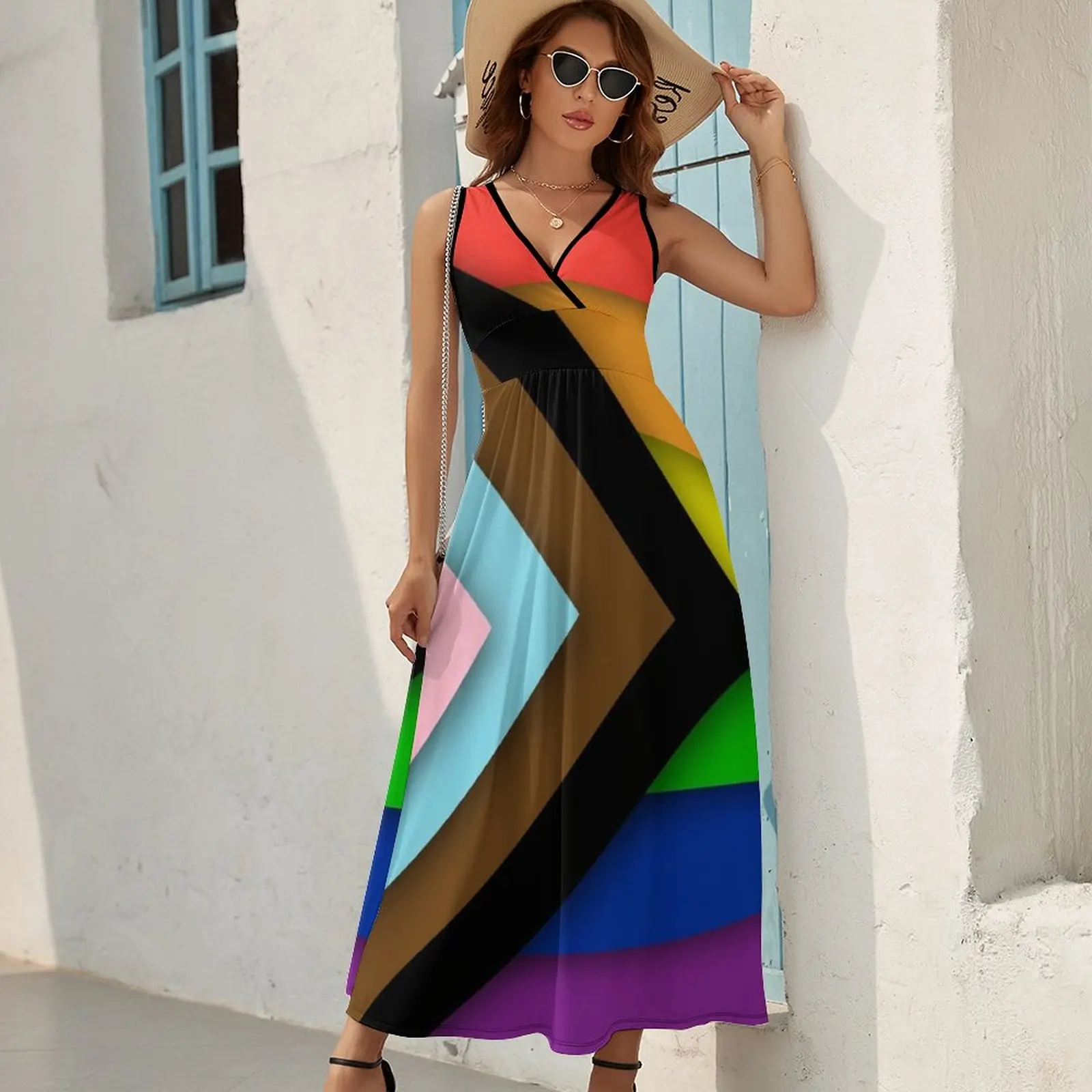 Vestido sin mangas con bandera de orgullo para mujer, vestidos elegantes, vestido femenino