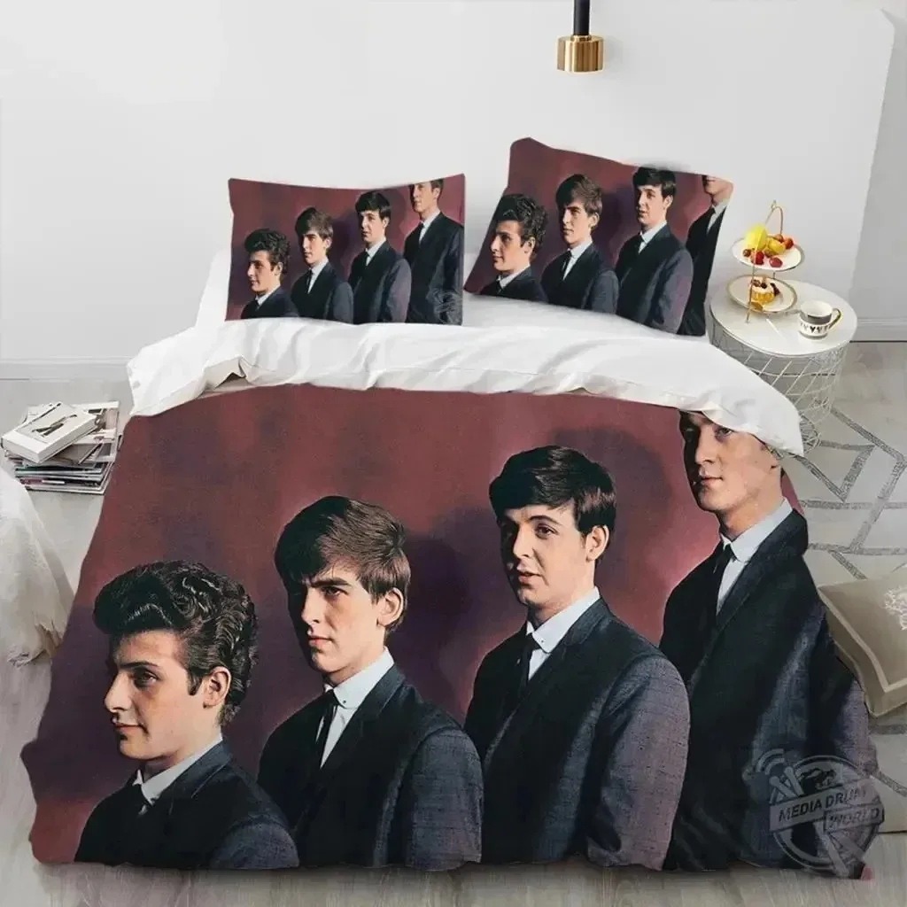 

3D Print B-Beatles Rock Bedding Set Double Twin King Duvet Cover Comforter Pillowcase Boys Girls Adults Bedroom