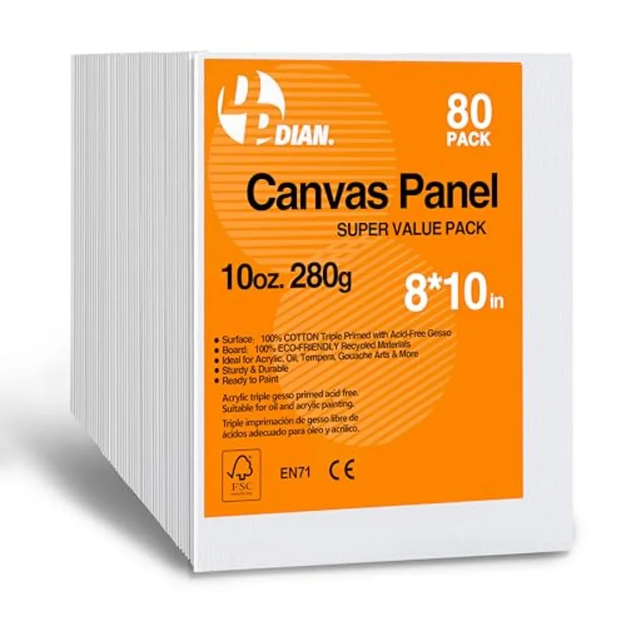 

Canvas Boards for Painting 8x10 Inch, -Pack Bulk Canvas Value Pack - Art Supplies Blank Paint Canvas Panels for Acrylic, Oil, W