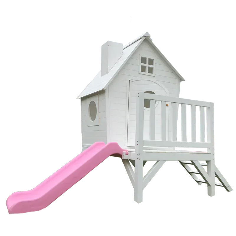 A Preservative wood chalet Outdoor assembly Children's toys Tree house game Kindergarten slide Movable wooden house