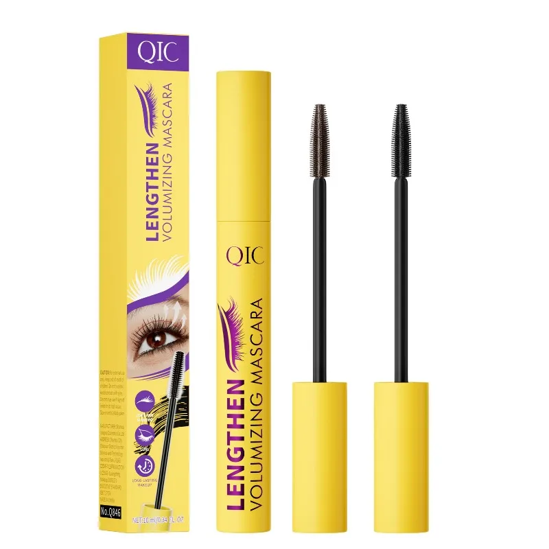 4D 블랙 브라운 마스카라 브라운 마스카라 두꺼워지는 연장 컬링 방수 섬유 연장 리퀴드 마스카라 옐로우 튜브 1개
